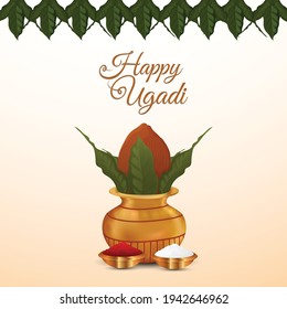 Happy ugadi. template greeting card traditional festival