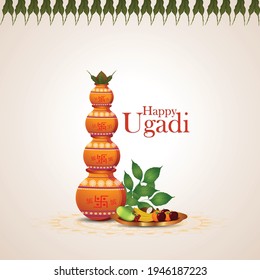 Happy Ugadi. Template Greeting Card Traditional Festival