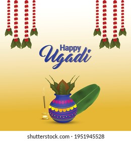 Happy ugadi. template greeting card traditional festival