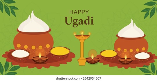 Happy Ugadi Vector Banners: Indian New Year Celebration Graphics
