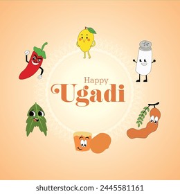 Feliz Ugadi desea al Vector creativo del festival de año nuevo Telugu