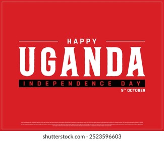 Happy Uganda Independence Day Design, Independence Day of Uganda, Nationalfeiertag von Uganda, Vektorgrafik des Uganda Independence Day auf dunklem Hintergrund, Editierbares Vektordesign