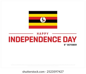 Happy Uganda Independence Day Design, Independence Day of Uganda with national flag, National Day of Uganda, Vector illustration of Uganda Independence Day on white background, Editable vector Design