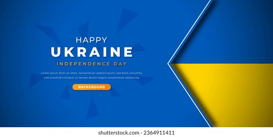 Happy Ukraine Independence Day Design Paper Cut Shapes Background Illustration for Poster, Banner, Advertising, Greeting Card