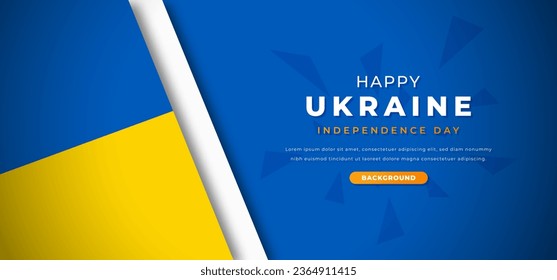 Happy Ukraine Independence Day Design Paper Cut Shapes Background Illustration for Poster, Banner, Advertising, Greeting Card
