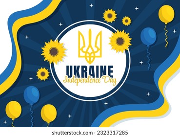 Happy Ukraine Independence Day Vector Illustration on 24 August with Ukrainian Flag Background in National Holiday Flat Cartoon Hand Drawn Templates