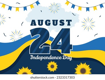 Happy Ukraine Independence Day Vector Illustration on 24 August with Ukrainian Flag Background in National Holiday Flat Cartoon Hand Drawn Templates