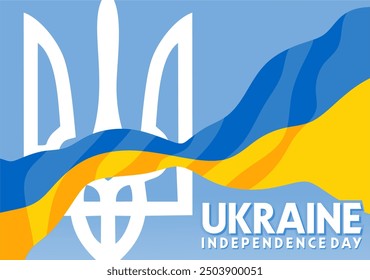 Happy Ukrainian independence day with ukrainian flag