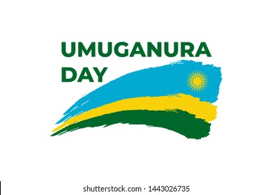 Happy umuganura Day, Rwanda thanksgiving or national harvest Day. Greeting card, banner, poster design print. Rwanda flag grunge vector on white background. Africa Republic national holiday
