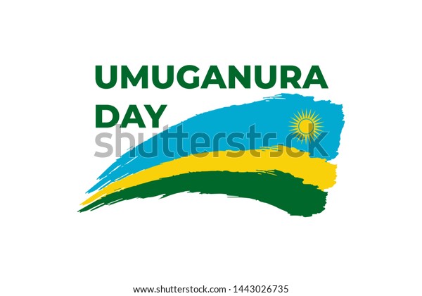 幸せなウムガヌラの日 ルワンダ感謝祭 または国家の収穫の日 グリーティングカード バナー ポスターデザインプリント 白い背景にルワンダの国旗のグランジベクター画像 アフリカ共和国の祝日 のベクター画像素材 ロイヤリティフリー