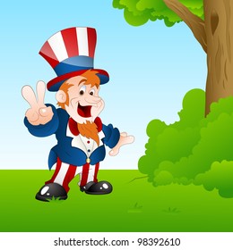 Happy Uncle Sam in Garden