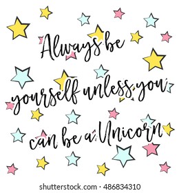 happy unicorn card, illustration in vector format