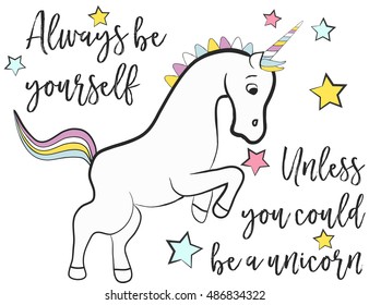 happy unicorn card, illustration in vector format