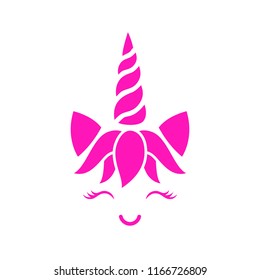 Happy unicorn face vector. Cute unicorn face. Vector cartoon character illustration. Design for child card,t-shirt.Girls,kid.magic concept.Isolated on white background.