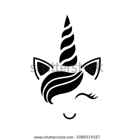 Happy Unicorn Face Vector Cute Unicorn Stock Vector ...