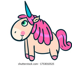 Feliz unicornio , ilustración, vector sobre fondo blanco