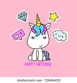 happy unicorn magic, print,  cute set