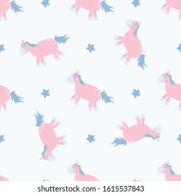 Happy unicorn. Seamless pattern for textile
