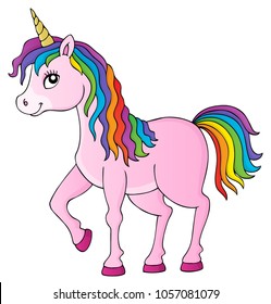 Happy unicorn topic image 1 - eps10 vector illustration.