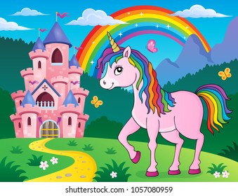 Happy unicorn topic image 2 - eps10 vector illustration.