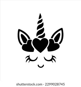 Happy unicorn vector, Head portrait horse sticker, Hand drawn style, cartoon, illustration, Birthday decoration theme illustration.