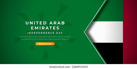 Happy United Arab Emirates Independence Day Design Paper Cut Shapes Background Illustration for Poster, Banner, Advertising, Greeting Card