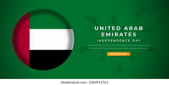 Happy United Arab Emirates Independence Day Design Paper Cut Shapes Background Illustration for Poster, Banner, Advertising, Greeting Card