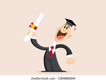 Happy university student holding diploma certificate