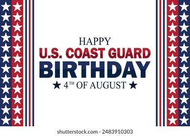 Happy US Coast Guard Birthday wallpaper with shapes and typography, banner, card, poster, template. Happy US Coast Guard Birthday, background