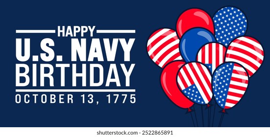 Happy U.S. Navy Geburtstag Hintergrund oder Banner Design-Vorlage wird jedes Jahr im Oktober beobachtet. Urlaubskonzept. Vorlage für Karte, Poster, Plakat, Vorlage. 10 EPS