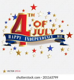 happy USA fourth of July and star independence day card for american, the united states of america, american, vector illustration