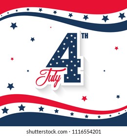 Happy USA Independence Day 4 th July. Greeting card and poster Design about Fourth of July National America Day