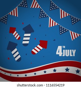 Happy USA Independence Day 4 th July. Greeting card and poster Design about Fourth of July National America Day