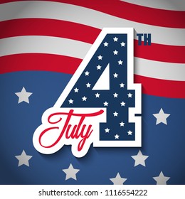 Happy USA Independence Day 4 th July. Greeting card and poster Design about Fourth of July National America Day