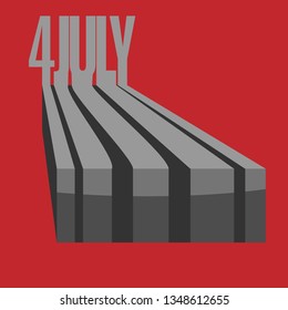 Happy USA Independence Day 4 th July. Huge 3d perspective lines. Vector illustration.