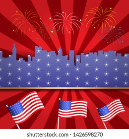 Happy USA Independence Day 4 th July. Greeting card and poster Design about Fourth of July National America Day eps