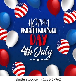 Happy USA Independence Day 4 th July. Greeting card and poster Design about Fourth of July National America Day