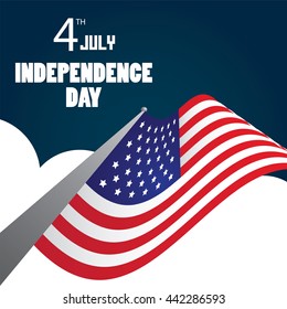 Happy USA Independence Day 4 th July. Greeting card and poster Design,United States Of America Flag; American Colors (Vector Art)
