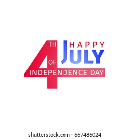 Happy USA Independence Day 4 th July. Greeting card and poster design based on numbers four