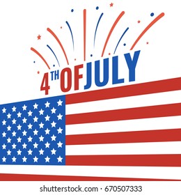 Happy USA Independence Day 4 th July. Greeting card and poster. Vector illustration.