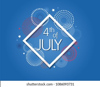 Happy USA Independence Day 4th July. Greeting card and poster Design. number 4 on firework night background. vector illustration