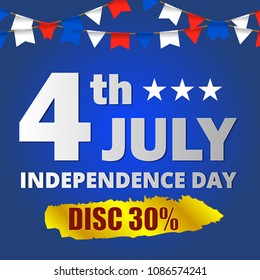 Happy usa independence day, 4th of july. Design for greeting and sale promotion banner template illustration with text. Easy to use for social media marketing.