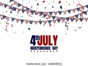 Happy USA Independence Day 4th of July. Flag, Banner, Poster, Brochure, Greeting card Design. Vector illustration