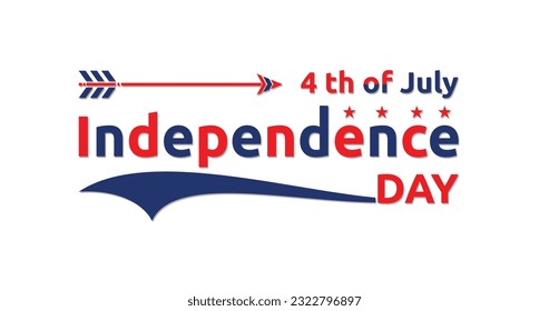 Happy USA Independence Day 4th July text with the arrow ornament. Vector Illustration design. Great for greeting card and poster Design
