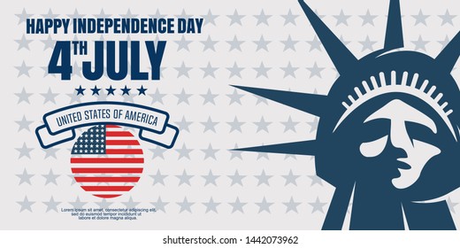 Happy USA independence day banner design,with United States icons,stars background and blue lettering - vector