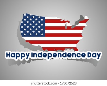 Happy USA Independence Day Card With Abstract Map vector illustration