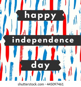 Happy USA Independence day card on geometric minimal background. 4th of July holiday poster.