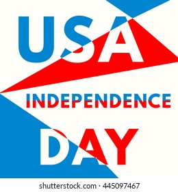 Happy USA Independence day card on geometric minimal background. 4th of July holiday poster.