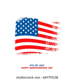 Happy USA Independence Day Card On Geometric Minimal Background. 4th Of July Holiday Poster.