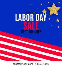Happy USA Labor Day Sale poster background. Vector illustration EPS10